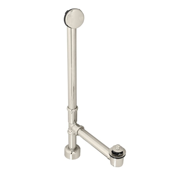 Westbrass Illusionary No-Hole Overflow W/ Twist & Close Bath Waste - 22" Make-Up, 17 Ga. Tubing in Polished Ni D3221HK-05 - main